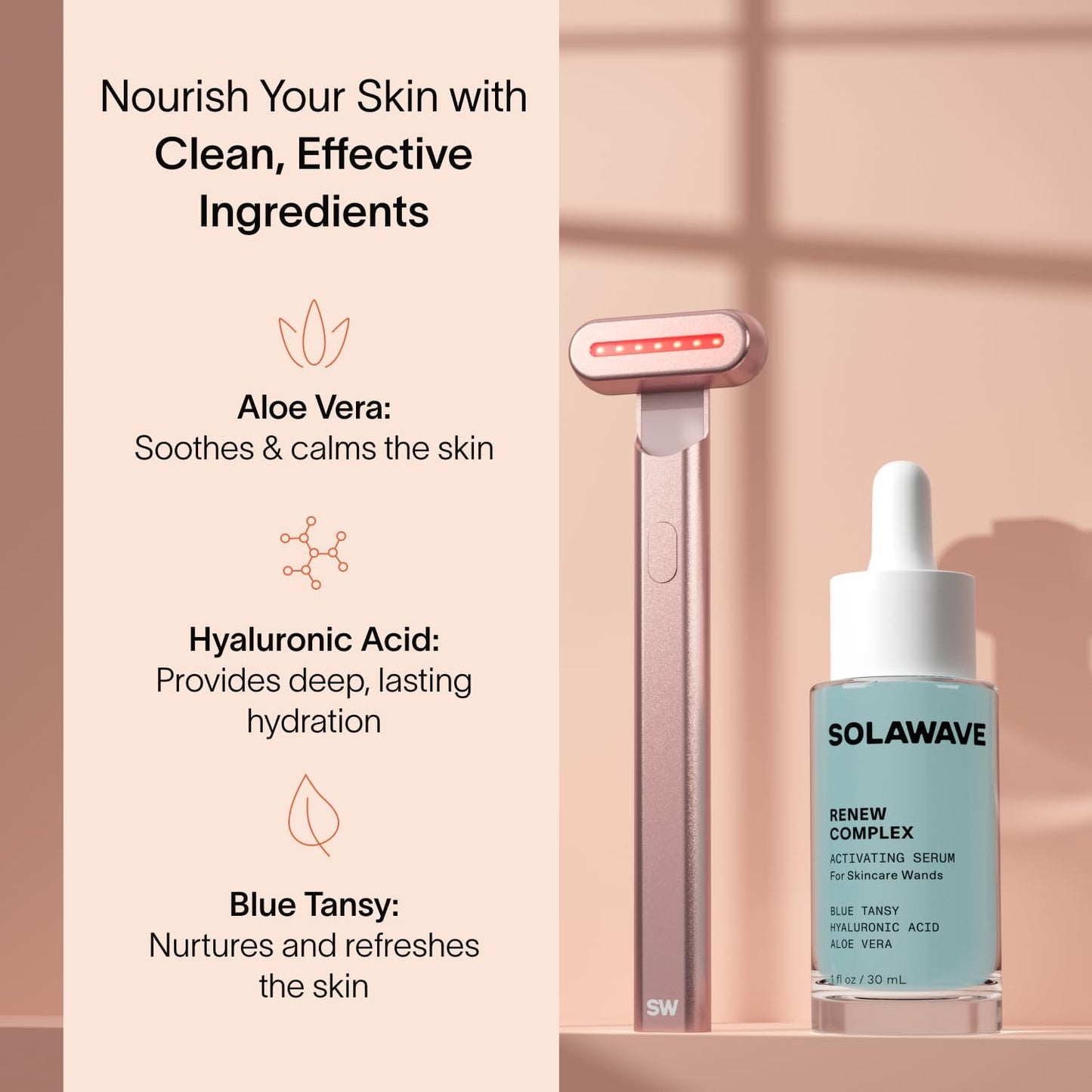 4-In-1 Radiant Renewal Red Light Therapy Wand & Renew Complex Activation Serum | Beauty Device for Face & Neck | Serum Boosts Anti-Aging Effects, Reduces Wrinkles, Dark Circles & Puffiness