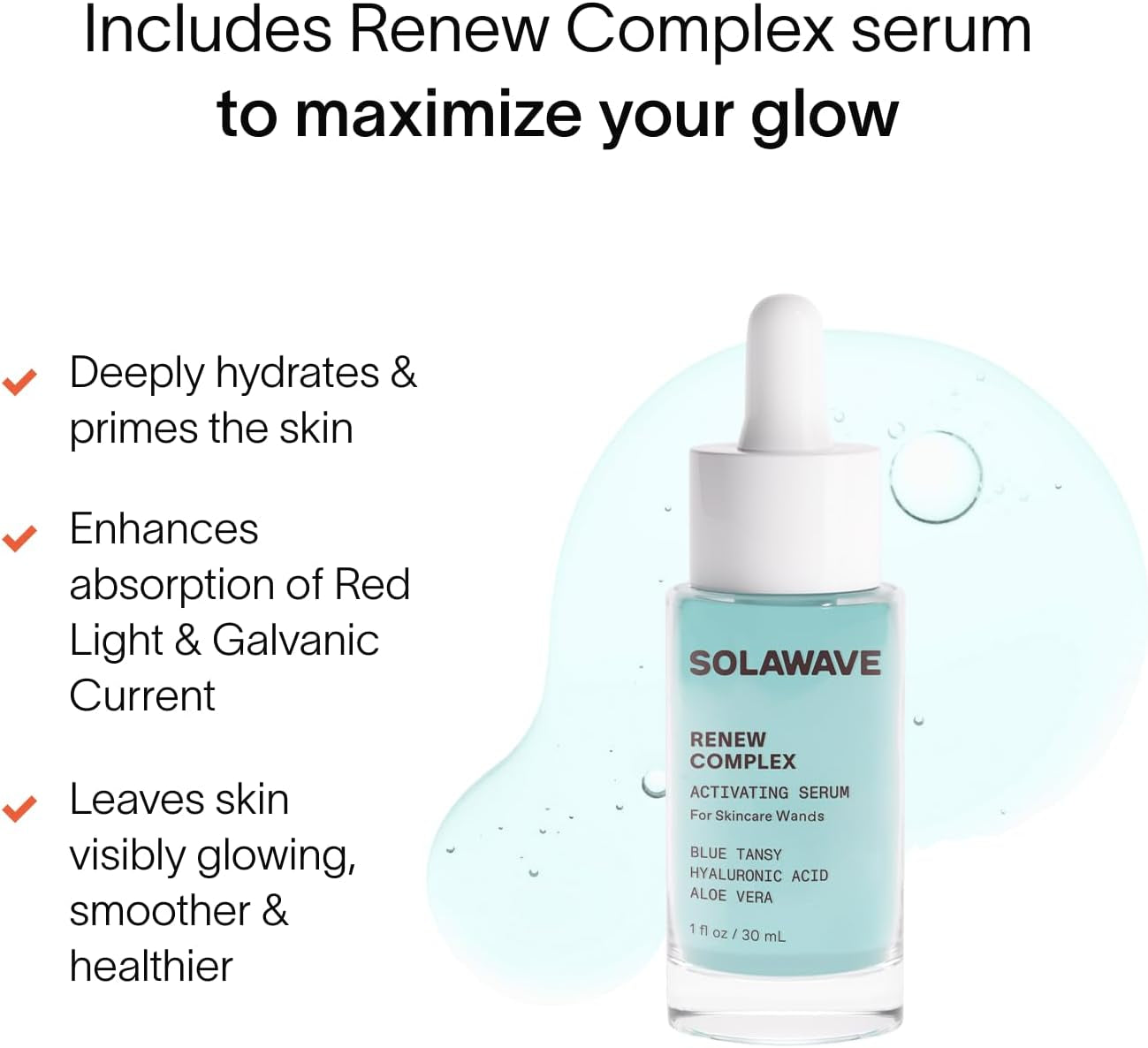 4-In-1 Radiant Renewal Red Light Therapy Wand & Renew Complex Activation Serum | Beauty Device for Face & Neck | Serum Boosts Anti-Aging Effects, Reduces Wrinkles, Dark Circles & Puffiness