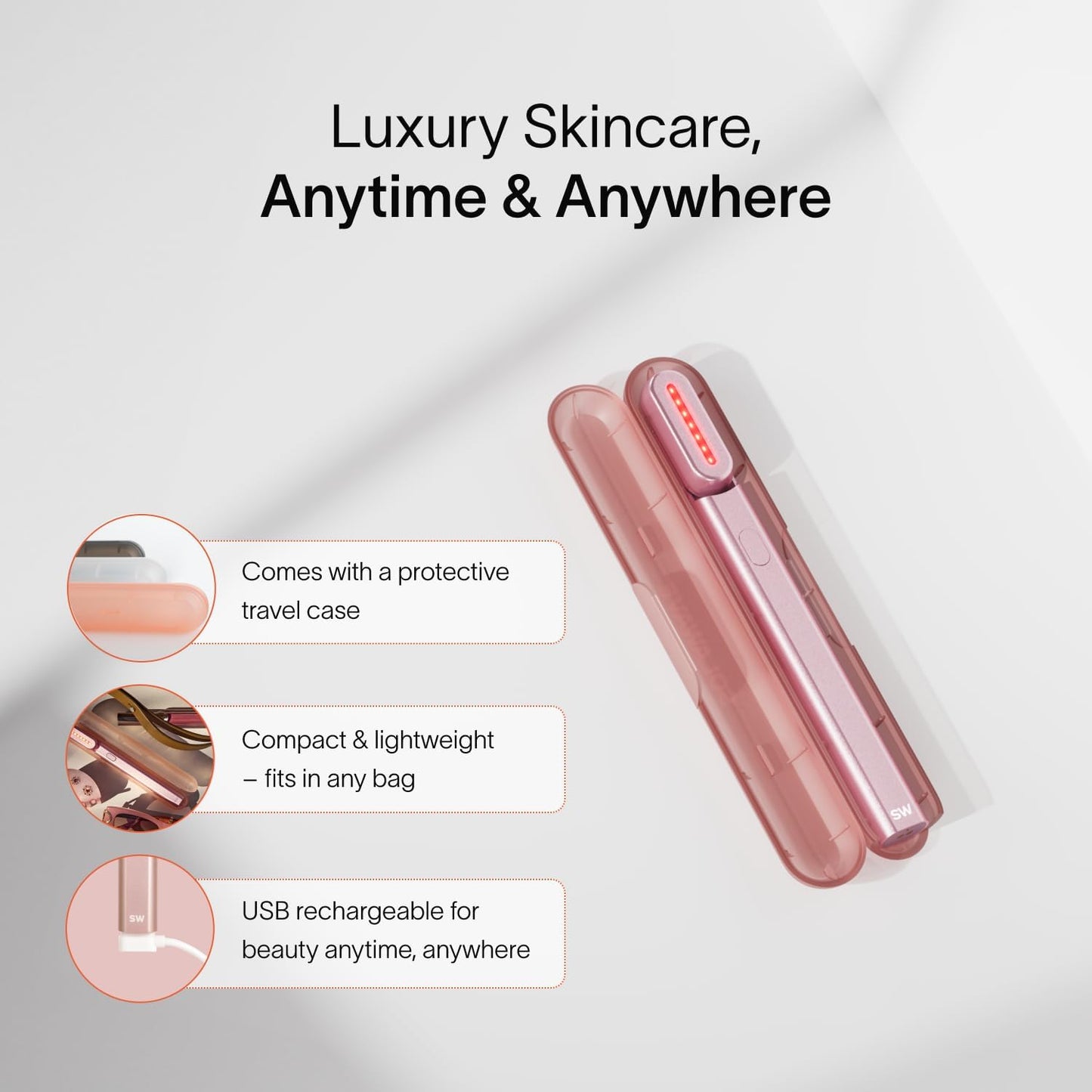 4-In-1 Radiant Renewal Red Light Therapy Wand & Renew Complex Activation Serum | Beauty Device for Face & Neck | Serum Boosts Anti-Aging Effects, Reduces Wrinkles, Dark Circles & Puffiness